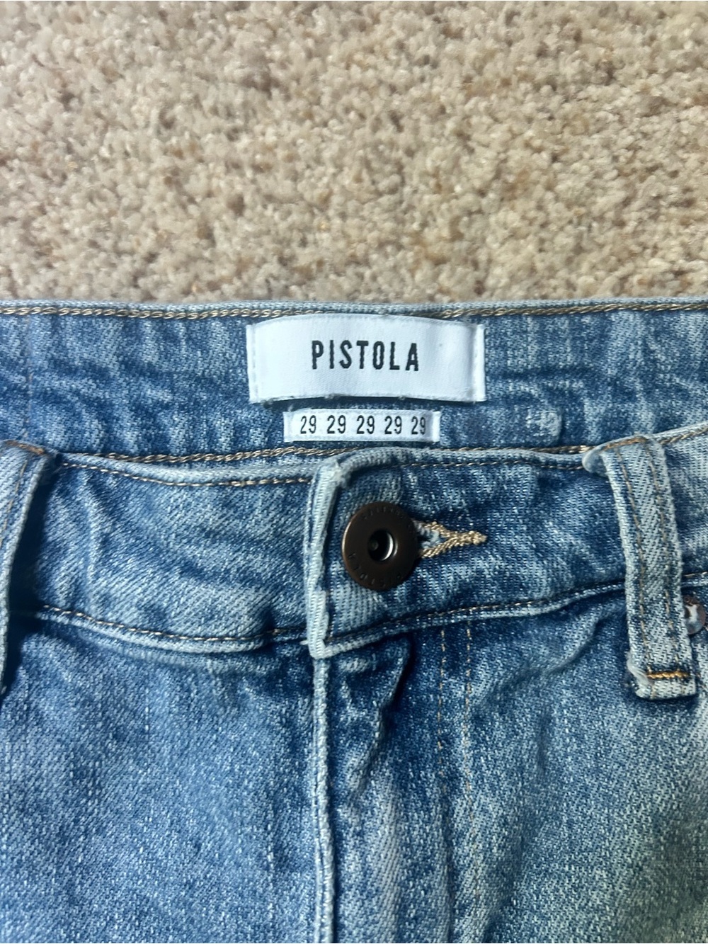 pistola Blue Denim tuxedo cutoff Shorts with Yellow & White Side Stripes Sz 29 - Picture 2 of 3